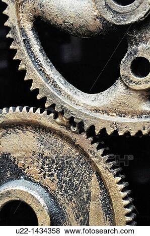 Stock Photo - Yangshou (China): detail of a sculpture made with gears outside a bar along the Walking Street. Fotosearch