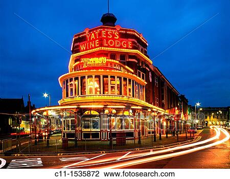yates s wine lodge blackpool night england uk illuminations lights city bright cars trails View Large Photo Image Stock Image - yates s wine lodge blackpool night england uk illuminations lights city bright cars trails. Fotosearch