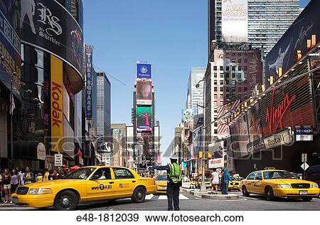 YELLOW TAXIS TIMES SQUARE MANHATTAN NEW YORK USA View Large Photo Image Stock Photo - YELLOW TAXIS TIMES SQUARE MANHATTAN NEW YORK USA. Fotosearch