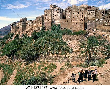 Stock Photo - Yemen, Sana? a Province, Hajjarah, village, people,. Fotosearch