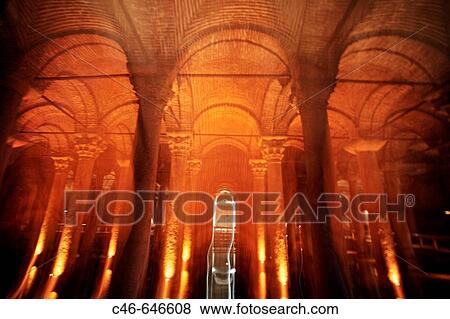 Yerebatan Sarayi, underground cistern. Istanbul. Turkey View Large Photo Image Stock Photo - Yerebatan Sarayi, underground cistern. Istanbul. Turkey. Fotosearch