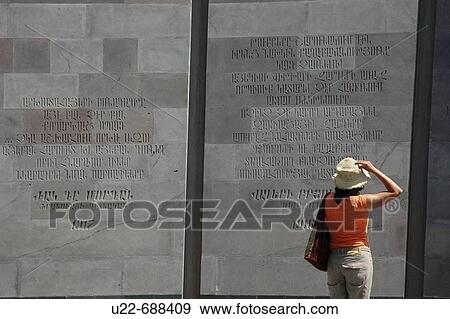 Yerevan, Armenia: a visitor at the Mausoleum of The Armenian Genocide View Large Photo Image Stock Photo - Yerevan, Armenia: a visitor at the Mausoleum of The Armenian Genocide. Fotosearch