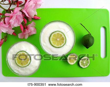 Yogurt with lemon cream View Large Photo Image Stock Image - Yogurt with lemon cream. Fotosearch