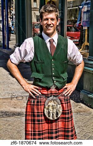 Young attractive local man in traditional kilt in capital of Edinburgh Scotland View Large Photo Image Picture - Young attractive local man in traditional kilt in capital of Edinburgh Scotland. Fotosearch