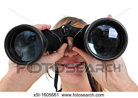 Young business woman looking at the future with binoculars On white Background View Large Photo Image Stock Image - Young business woman looking at the future with binoculars On white Background. Fotosearch