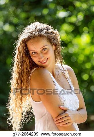 Young caucasian woman 33 years outdoor smiling. View Large Photo Image Stock Photo - Young caucasian woman 33 years outdoor smiling.. Fotosearch