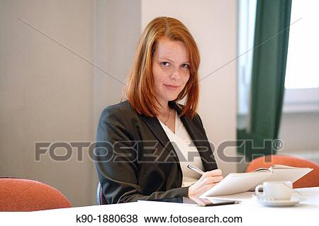 Stock Photo - Young caucasian woman. Fotosearch