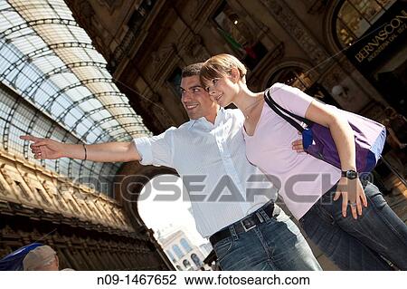 Stock Image - Young couple in Milan.. Fotosearch