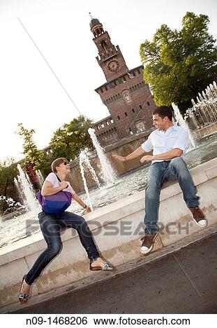 Stock Photograph - young couple in Milan. Fotosearch