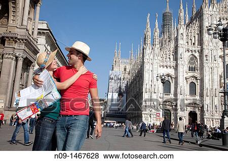 Young couple with city map in milan View Large Photo Image Stock Photo - Young couple with city map in milan. Fotosearch