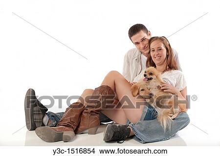 Young couple with dogs View Large Photo Image Picture - Young couple with dogs. Fotosearch