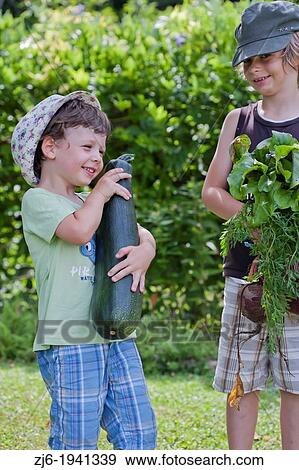 Young gardeners with harvested vegetables. View Large Photo Image Stock Photo - Young gardeners with harvested vegetables.. Fotosearch
