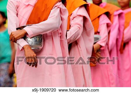 Young Girl Monks with Rice Bowls, Yangon Rangoon, Myanmar, Burma, Asia View Large Photo Image Stock Image - Young Girl Monks with Rice Bowls, Yangon Rangoon, Myanmar, Burma, Asia. Fotosearch