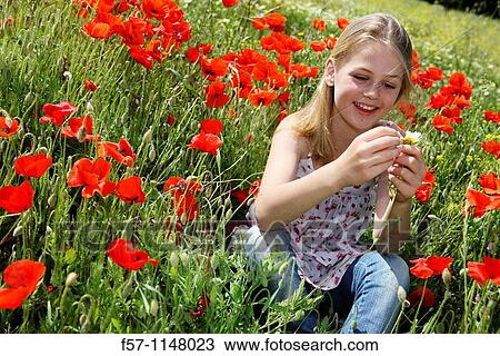 Young girl picking flowers View Large Photo Image Stock Image - Young girl picking flowers. Fotosearch