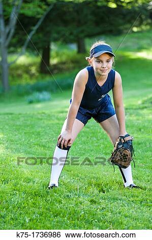 young girl ready to catch ball View Large Photo Image Stock Photograph - young girl ready to catch ball. Fotosearch