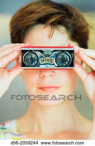 young girl with binoculars. View Large Photo Image Picture - young girl with binoculars.. Fotosearch