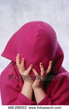 young girl with hood over her face View Large Photo Image Stock Image - young girl with hood over her face. Fotosearch