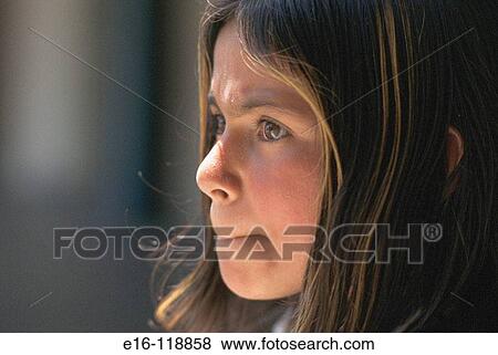Young girl with worried look View Large Photo Image Stock Photo - Young girl with worried look. Fotosearch