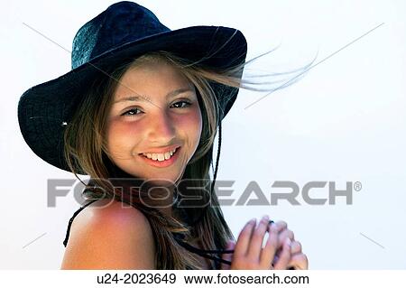 Young Lady with Hat. View Large Photo Image Stock Photo - Young Lady with Hat.. Fotosearch