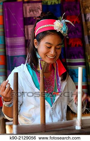 Young Longneck Karen woman spinning, Mae Hong Son, Thailand, Southeast Asia. View Large Photo Image Stock Photograph - Young Longneck Karen woman spinning, Mae Hong Son, Thailand, Southeast Asia.. Fotosearch