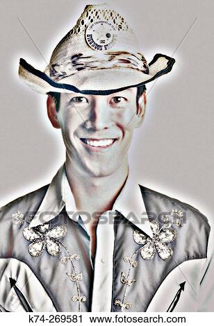Young Man In Cowboy Shirt and Hat Smiling At Camera View Large Photo Image Stock Image - Young Man In Cowboy Shirt and Hat Smiling At Camera. Fotosearch
