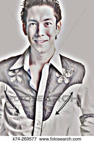 Young Man In Cowboy Shirt Smiling At Camera View Large Photo Image Stock Photo - Young Man In Cowboy Shirt Smiling At Camera. Fotosearch