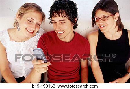 Young people, cell phones View Large Photo Image Stock Image - Young people, cell phones. Fotosearch
