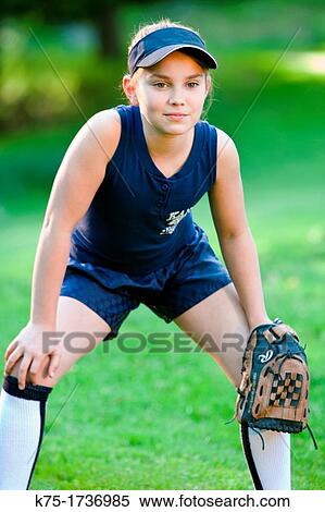 Young softball player ready to catch ball View Large Photo Image Stock Photography - Young softball player ready to catch ball. Fotosearch