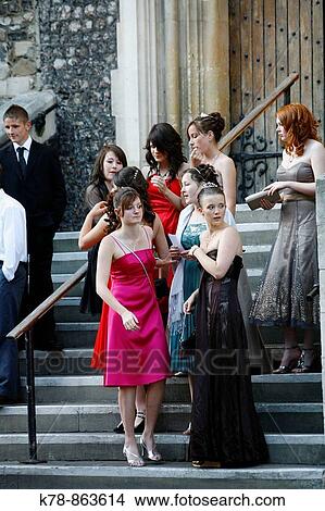 Young teenagers dressed up for a prom party, Canterbury, Kent, England, UK View Large Photo Image Picture - Young teenagers dressed up for a prom party, Canterbury, Kent, England, UK. Fotosearch
