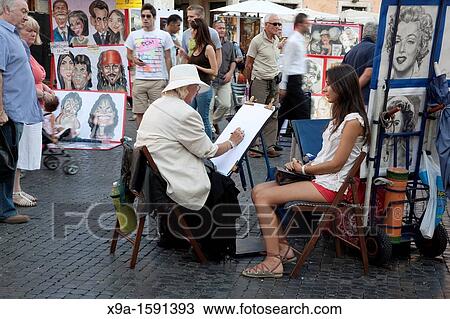Young Woman and Portrait Artist in the Piazza Navona Square, Rome, Italy, Europe View Large Photo Image Stock Image - Young Woman and Portrait Artist in the Piazza Navona Square, Rome, Italy, Europe. Fotosearch