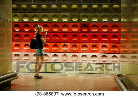 young woman at the Metro station, Prague, Czech Republic View Large Photo Image Stock Photo - young woman at the Metro station, Prague, Czech Republic. Fotosearch