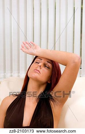 Young woman hand on head. View Large Photo Image Stock Image - Young woman hand on head.. Fotosearch