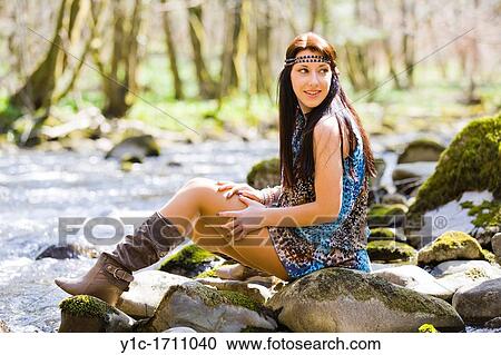Young woman hippie style View Large Photo Image Stock Image - Young woman hippie style. Fotosearch