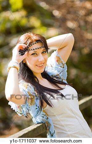 Stock Photo - Young woman hippie style. Fotosearch