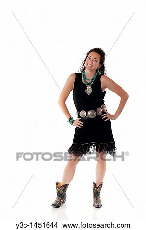Picture - Young woman in native american outfit. Fotosearch