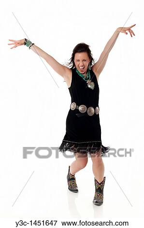 Young woman in native american outfit cheering View Large Photo Image Stock Photo - Young woman in native american outfit cheering. Fotosearch