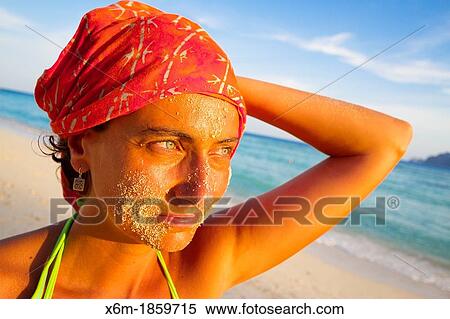 Young woman portrait Long beach Phi Phi Don island Krabi province, Andaman Sea, Thailand View Large Photo Image Stock Photography - Young woman portrait Long beach Phi Phi Don island Krabi province, Andaman Sea, Thailand. Fotosearch