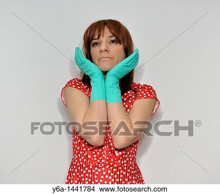 woman rubber gloves