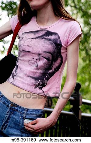 Young woman with anorexia nervosa in a Marilyn Munroe tee-shirt View Large Photo Image Stock Photo - Young woman with anorexia nervosa in a Marilyn Munroe tee-shirt. Fotosearch
