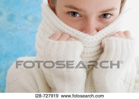 Stock Photo - young woman with scarf. Fotosearch
