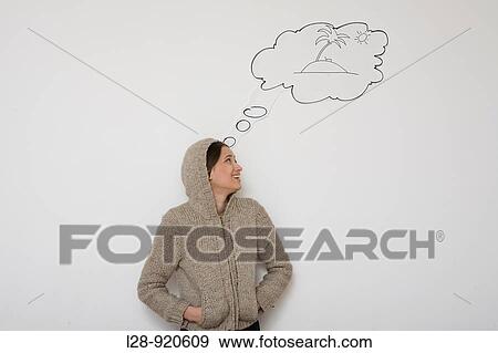 Stock Photo - Young Woman with Word bubble. Fotosearch
