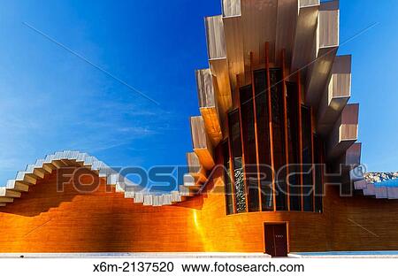 Stock Image - Ysios wine cellar. Laguardia. Rioja Alavesa. Alava, Basque Country, Spain, Europe.. Fotosearch