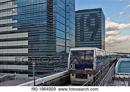 Yurikamome-automated elevated train-departing-Odaiba-Tokyo Japan View Large Photo Image Stock Photo - Yurikamome-automated elevated train-departing-Odaiba-Tokyo Japan. Fotosearch