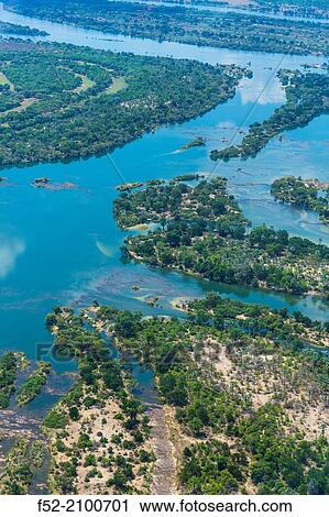 Stock Image - Zambezi river, Victoria Falls or Mosi-Oa-Tunya, Zambia and Zimbabwe, Africa.. Fotosearch