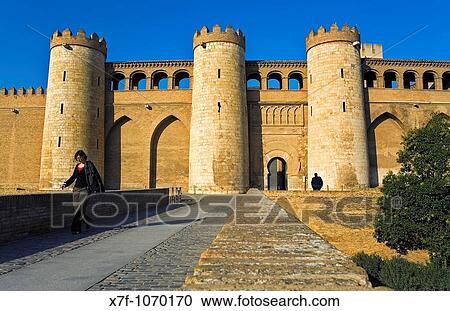 Stock Image - Zaragoza, Arag? n, Spain: Aljafer? a Palace. Fotosearch