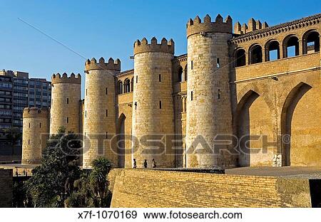 Zaragoza, Arag? n, Spain: Aljafer? a Palace View Large Photo Image Stock Photo - Zaragoza, Arag? n, Spain: Aljafer? a Palace. Fotosearch