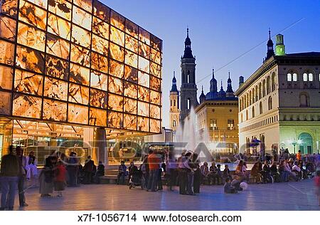 Zaragoza, Arag? n, Spain:? La seo? square From right to left: La Lonja, El Pilar and Foro Museum View Large Photo Image Picture - Zaragoza, Arag? n, Spain:? La seo? square From right to left: La Lonja, El Pilar and Foro Museum. Fotosearch