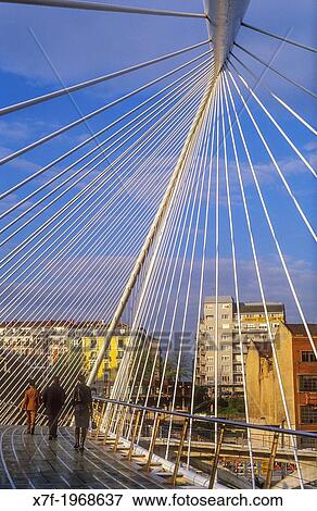 Zubizuri bridge by Santiago Calatrava, Bilbao. Biscay, Euskadi, Spain. View Large Photo Image Stock Photo - Zubizuri bridge by Santiago Calatrava, Bilbao. Biscay, Euskadi, Spain.. Fotosearch