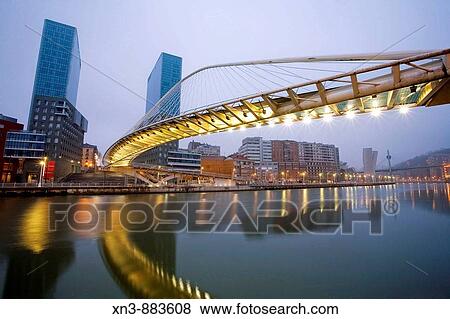 Zubizuri bridge by Santiago Calatrava, Bilbao. Biscay, Euskadi, Spain View Large Photo Image Stock Photo - Zubizuri bridge by Santiago Calatrava, Bilbao. Biscay, Euskadi, Spain. Fotosearch
