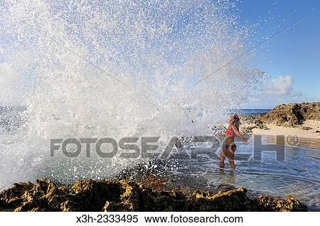 blowhole, beach at Pointe des Chateaux, Grande-Terre, Guadeloupe, overseas region of France, Leewards Islands, Lesser Antilles, Caribbean. View Large Photo Image Stock Photography - blowhole, beach at Pointe des Chateaux, Grande-Terre, Guadeloupe, overseas region of France, Leewards Islands, Lesser Antilles, Caribbean.. Fotosearch